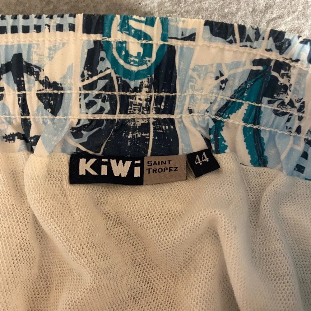 Kiwi Saint Tropez Mens Swim Shorts Blue Nautical Anchor Print Size 34Trunk